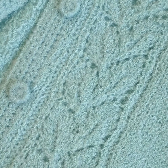 Rare Vintage Art Deco / Mint Green Long Sleeve Button Down Cardigan Sweater S - Picture 15 of 16